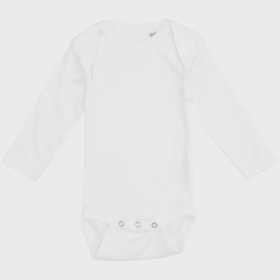 Body med tryk, langærmet hvid