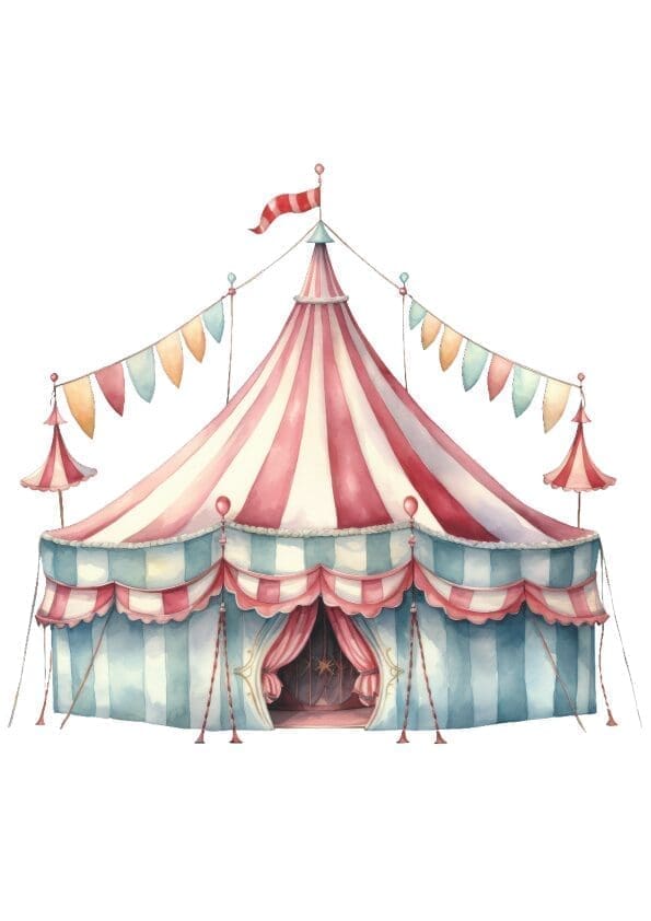 Plakat m/Cirkus abe, bogstav, cirkus telt - Billede 3