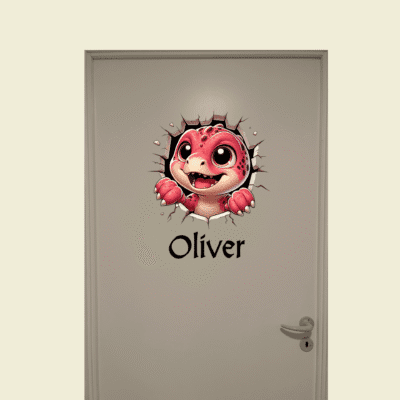 Dør-stickers med 3D dinosaur