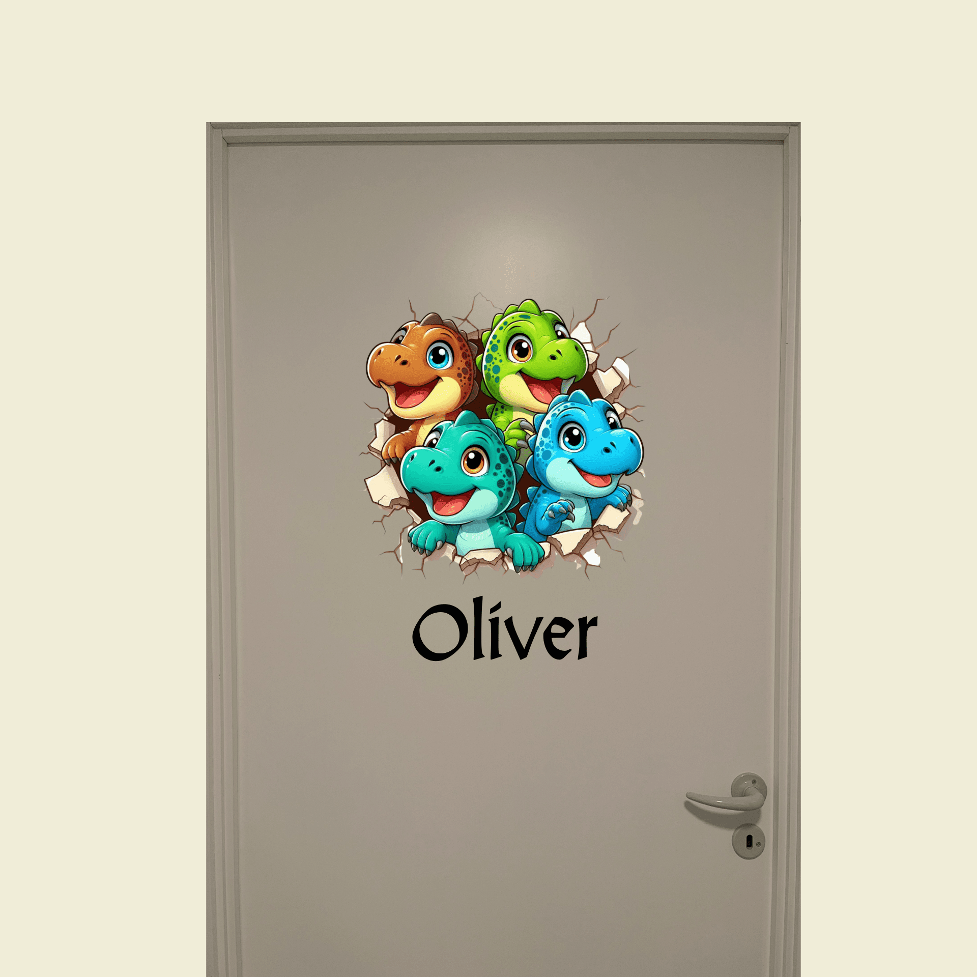 Dør-stickers med 3D dinosaurer