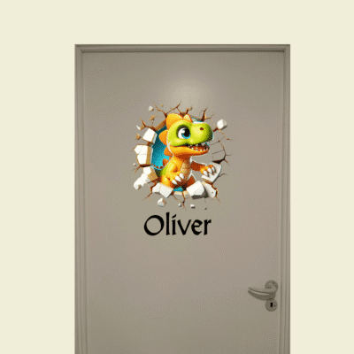 Dør-stickers med 3D T-rex baby