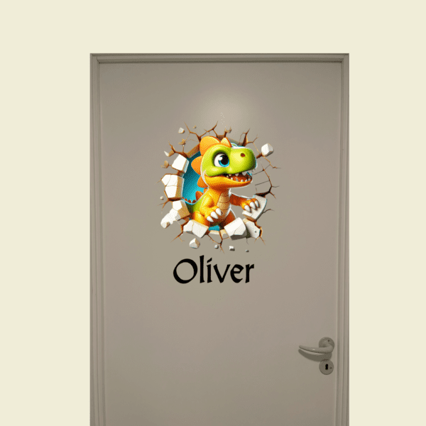 Dør-stickers med 3D T-rex baby