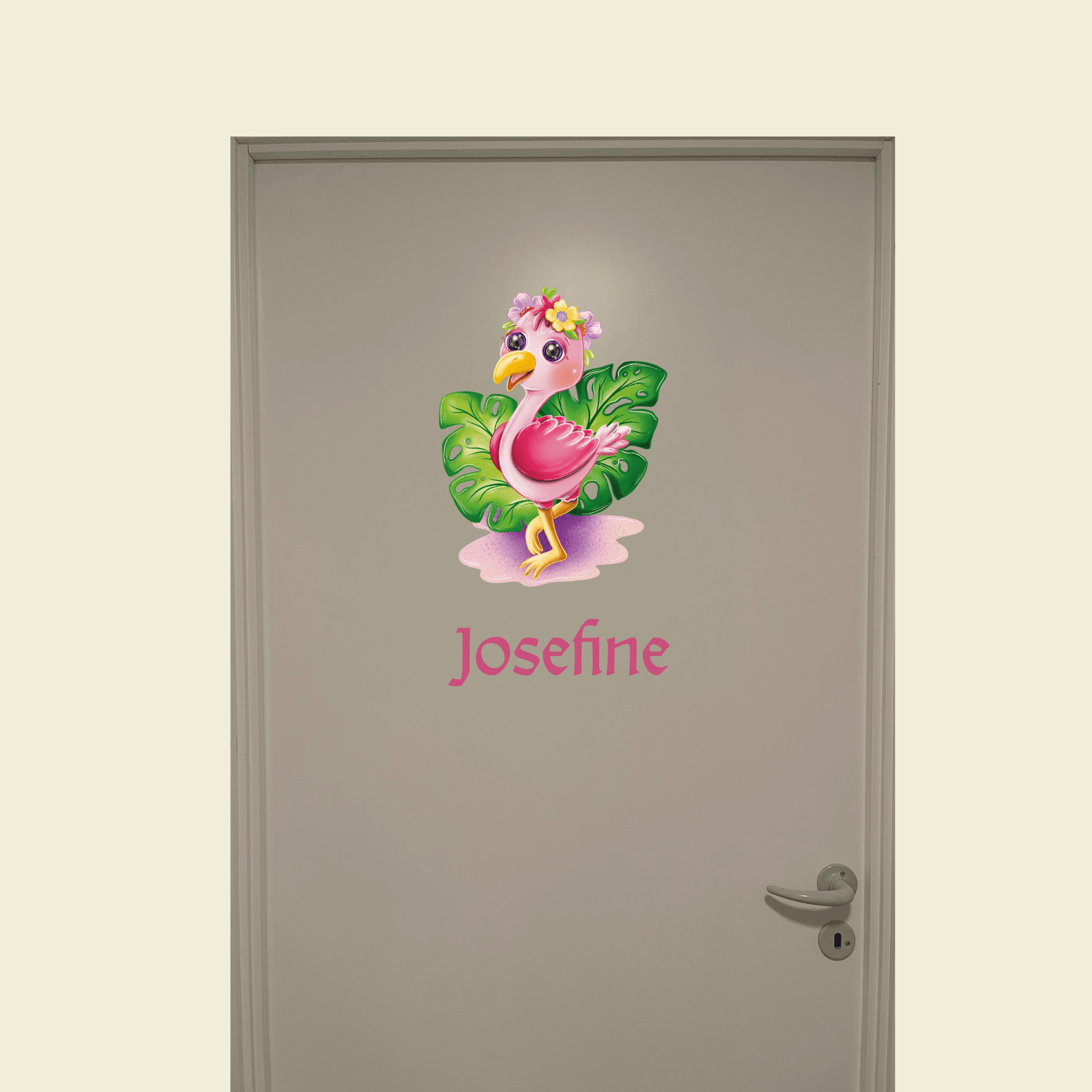 Dør-stickers med flamingo