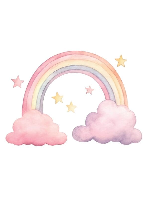 Plakat m/Regnbue, bogstav, sovende teddy - Billede 3