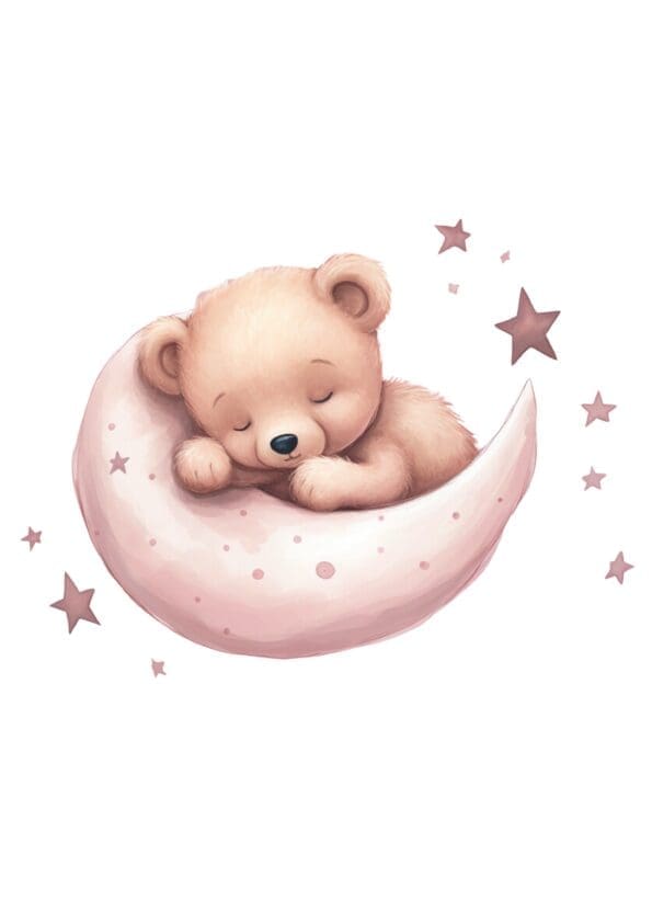 Plakat m/Regnbue, bogstav, sovende teddy - Billede 4