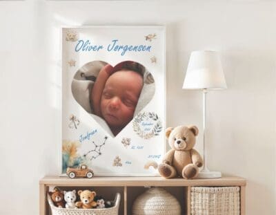 Fødselsplakat personligt hjerte billede