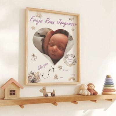 Fødselsplakat personligt hjerte billede