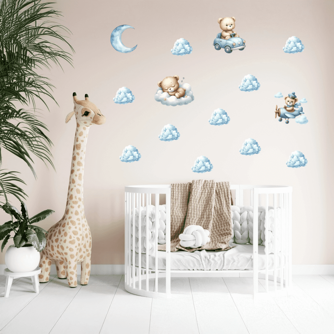 Wallstickers blå teddy