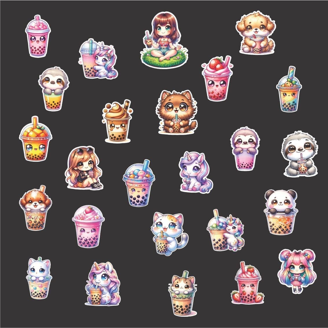 Madkasse/drikkedunk klistermærker m. Bubble tea - Billede 2