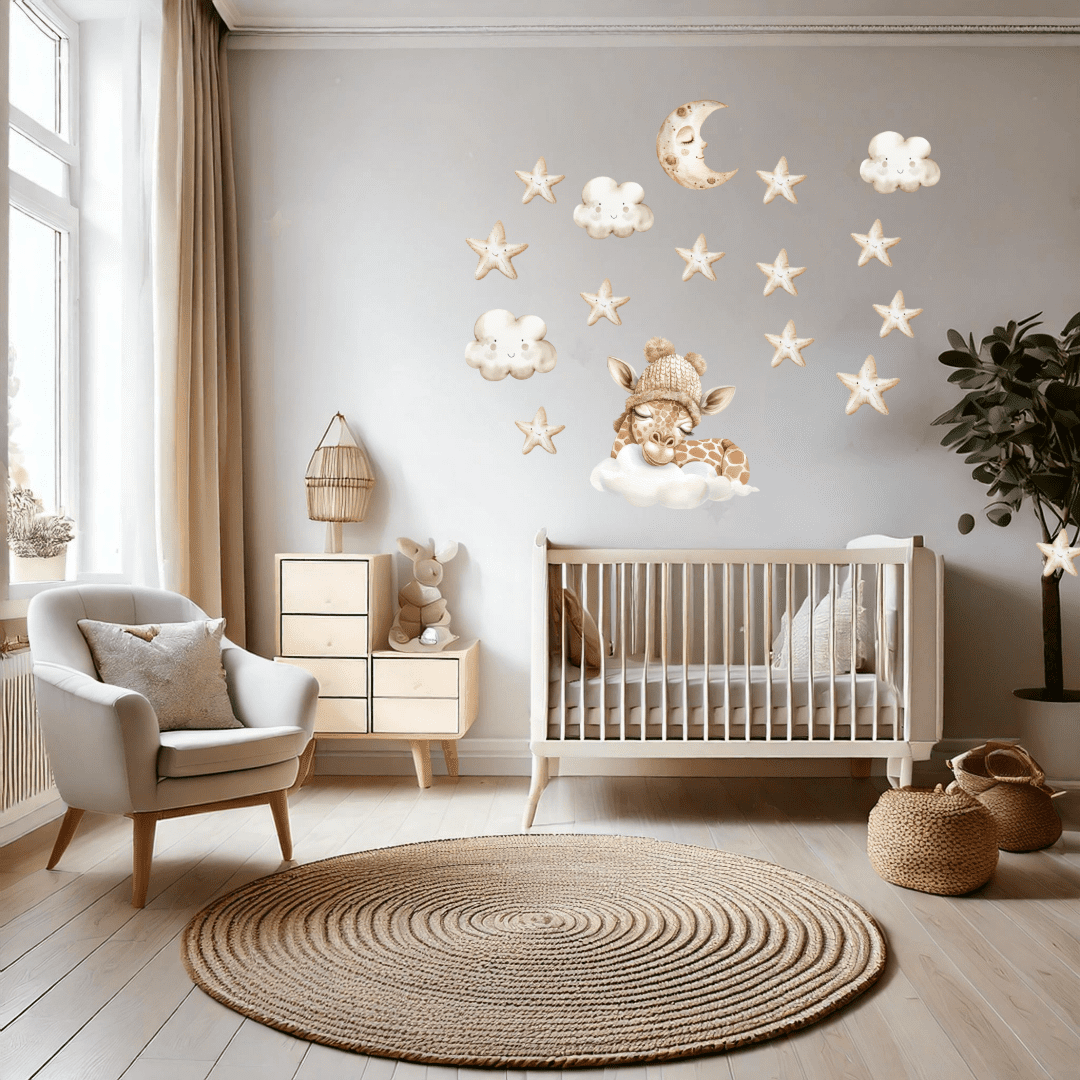 Wallstickers med sovende giraf