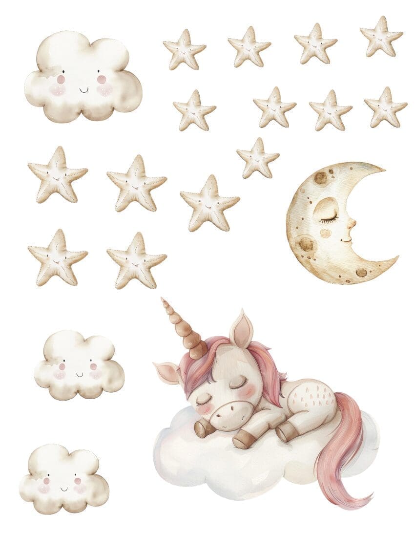 Wallstickers med sovende enhjørning - Billede 2