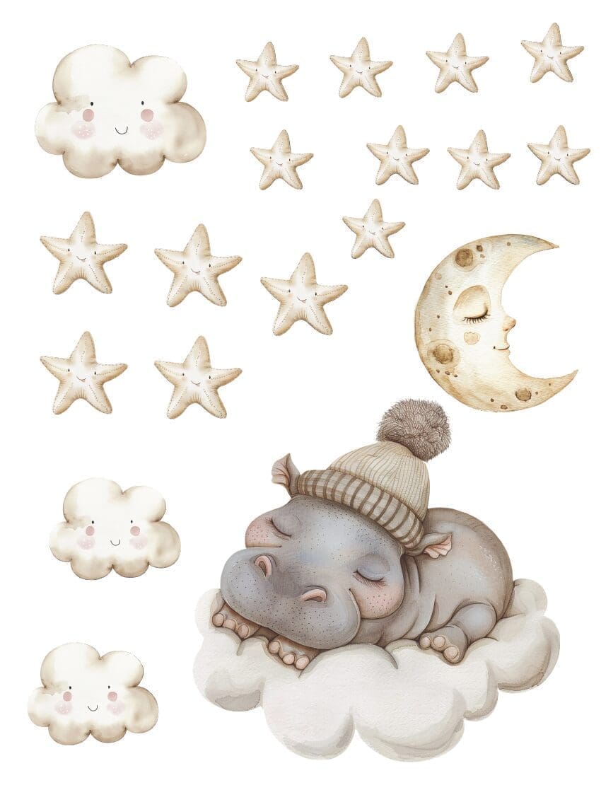 Wallstickers med sovende flodhest - Billede 2