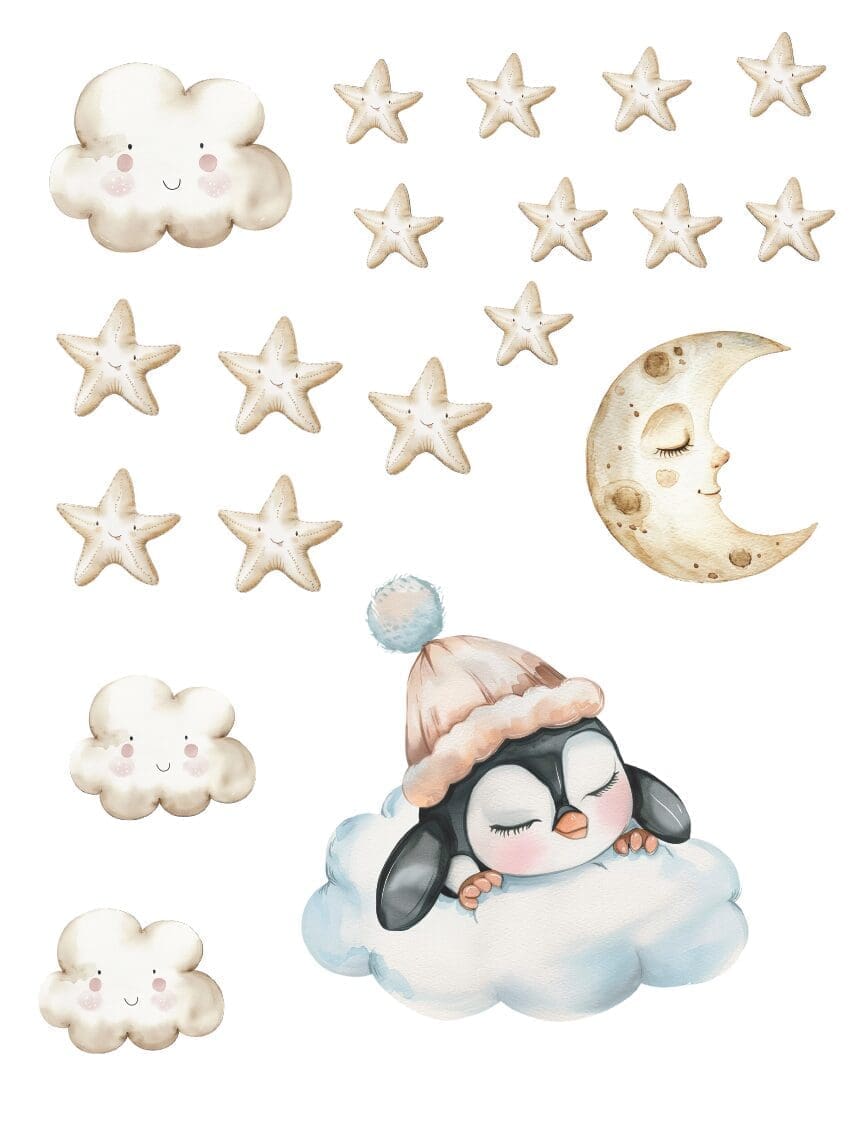 Wallstickers med sovende pingvin - Billede 2