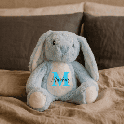 Bamse med tryk - Kanin blå