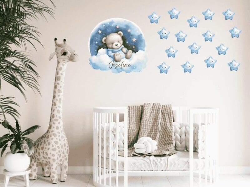 Wallstickers med flyvende teddy