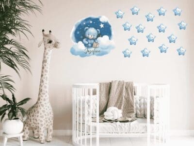 Wallstickers med godnat teddy