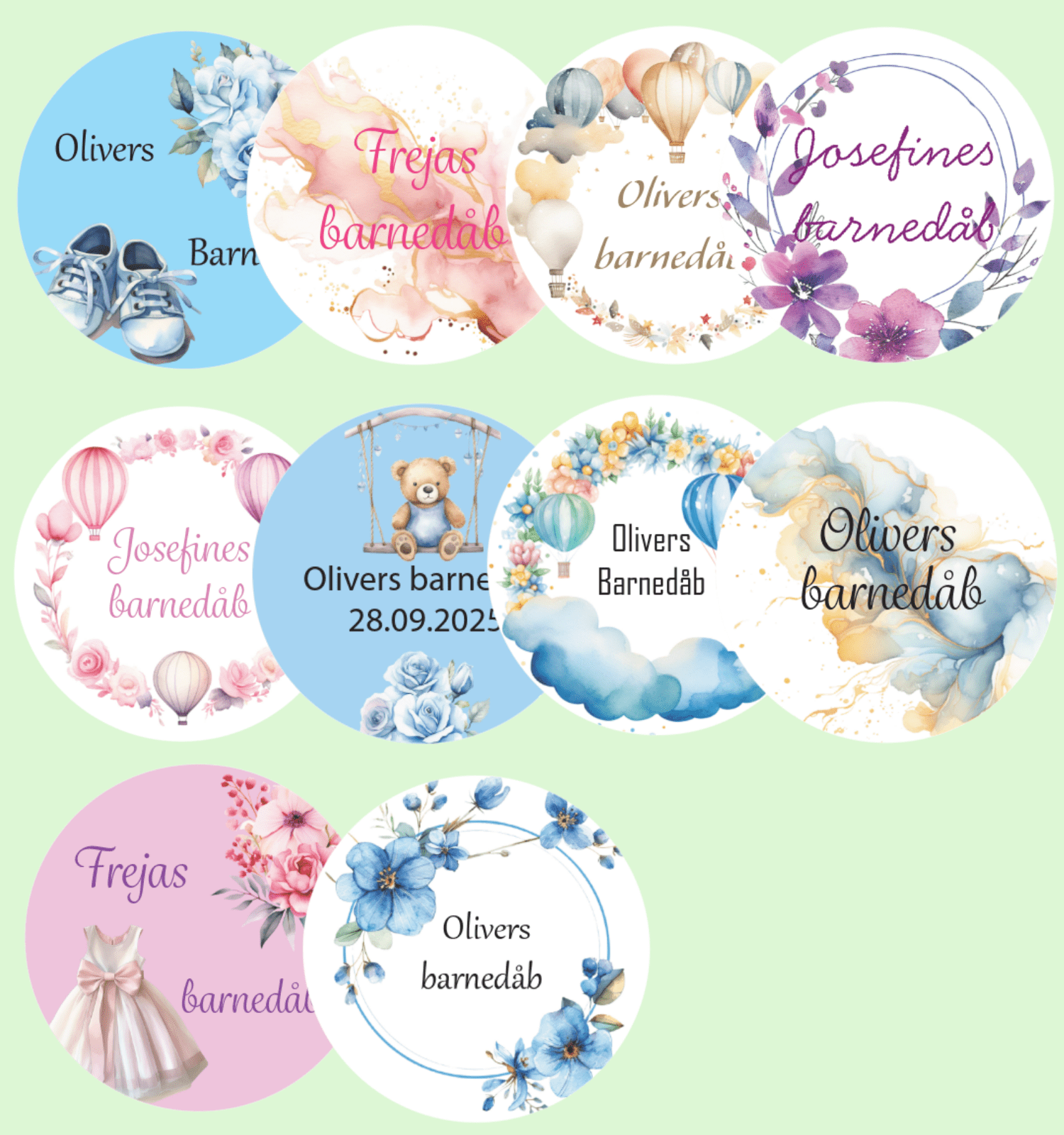Personlige runde klistermærker - barnedåb