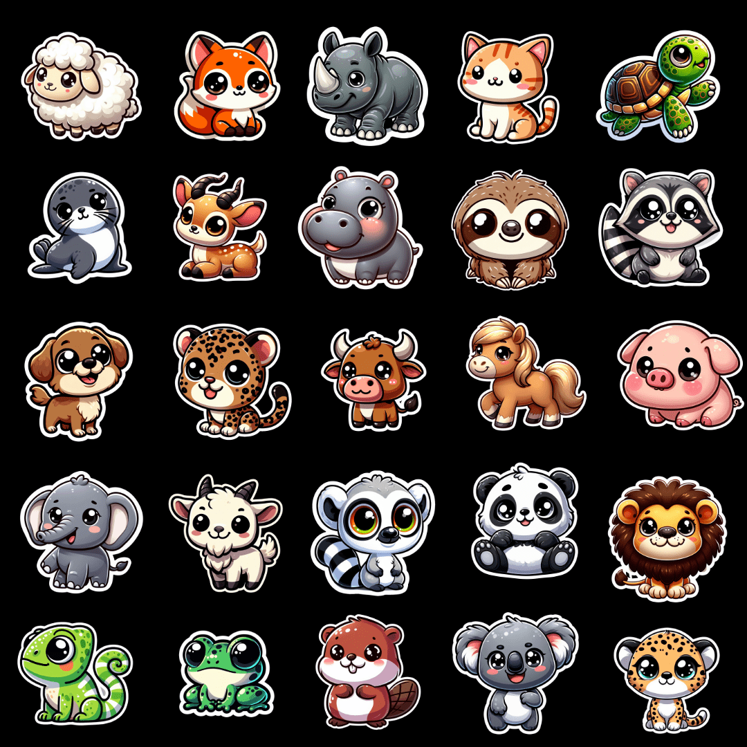 Madkasse/drikkedunk klistermærker m. dyr