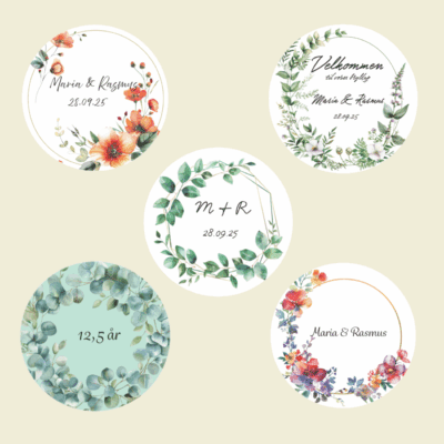 Personlige runde klistermærker - bryllup