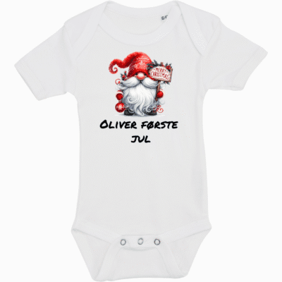 Jule body K/Æ med personligt tryk - Hvid