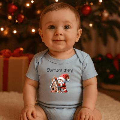 Jule body K/Æ med personligt tryk - Sky blue