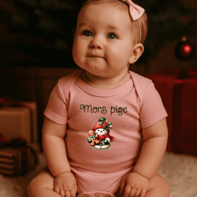 Jule body K/Æ med personligt tryk - Rose