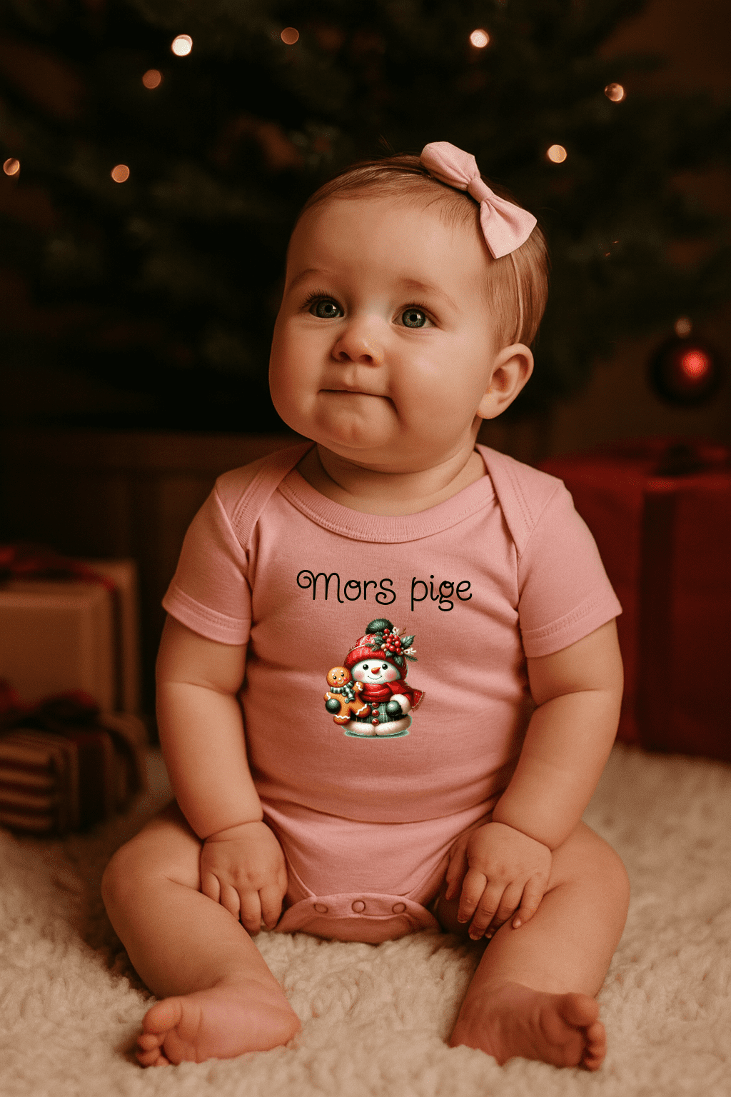 Jule body K/Æ med personligt tryk - Rose