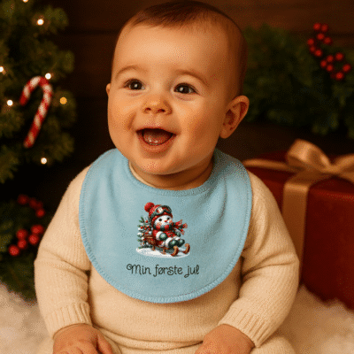 Jule hagesmæk med tekst og billede - Sky blue