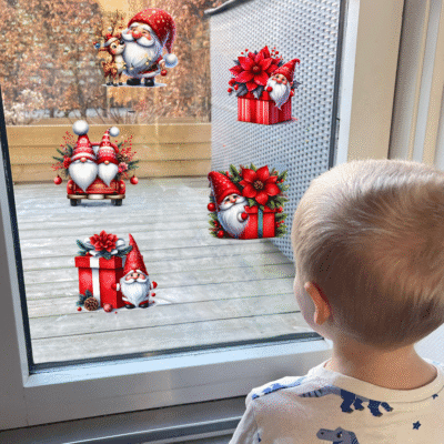 Juleklistermærker til vinduet - Gnom