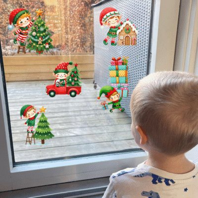 Juleklistermærker til vinduet - Nisse