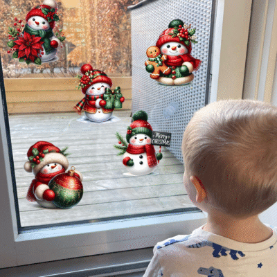 Juleklistermærker til vinduet - Snemand