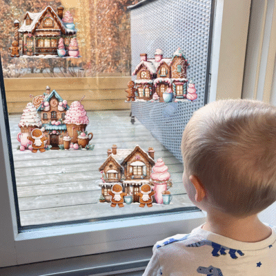 Juleklistermærker til vinduet - Peberkagehus