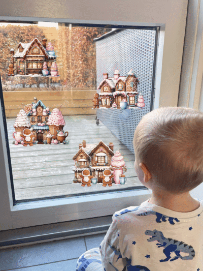 Juleklistermærker til vinduet - Peberkagehus