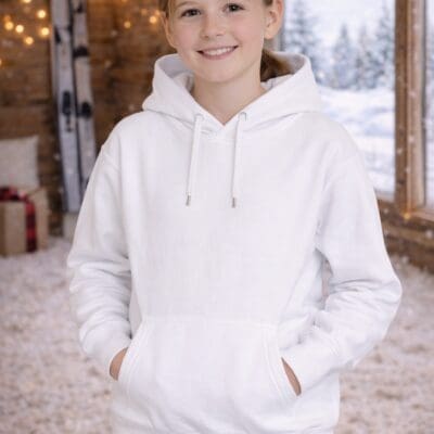 Vinter hoodie med personlig tryk hvid - børn