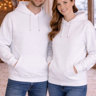 Vinter hoodie med personlig tryk hvid - voksen