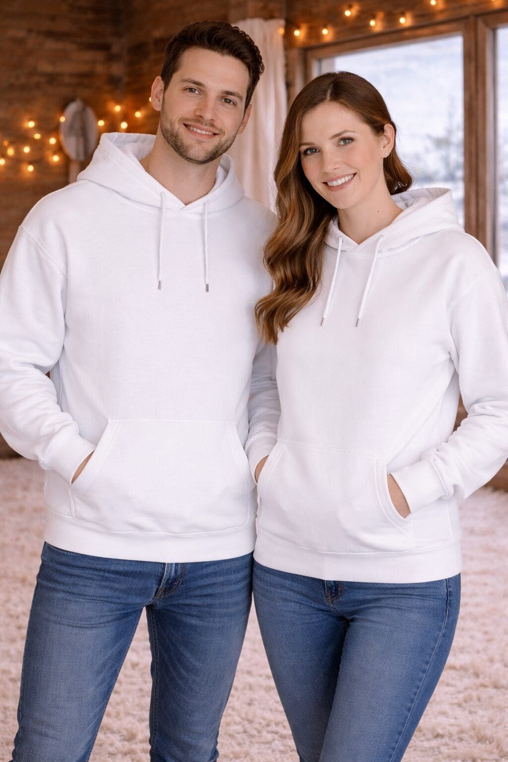 Vinter hoodie med personlig tryk hvid - voksen