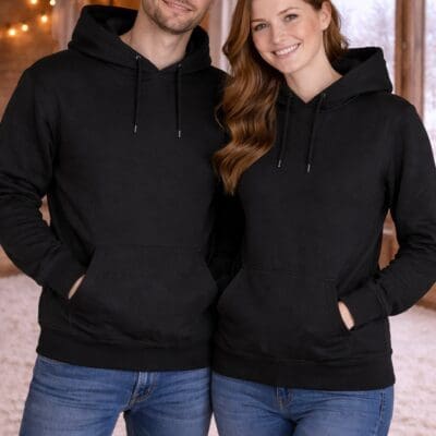 Vinter hoodie med personlig tryk sort - voksen