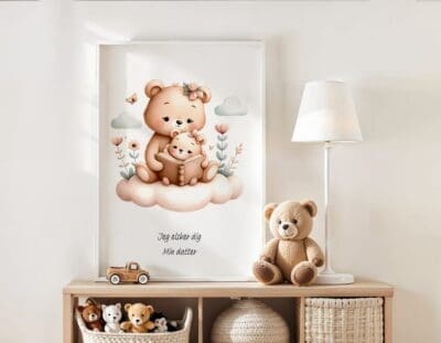Mor & barn bjørn - børneplakat