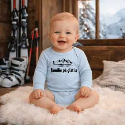 Vinter body L/Æ med personligt tryk - Sky blue