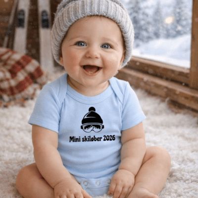 Vinter body K/Æ med personligt tryk - Sky blue