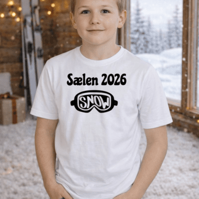 Vinter T-shirt med personligt tryk hvid - Børn
